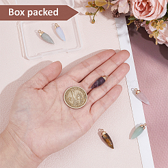 6 stücke 6 arten top goldene überzogene opalite & natürliche tiger eye & aventurin & labradorit & rose quarz & amethyst spitzen anhänger&nbsp;G-BC0001-63