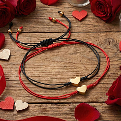 2 bracciale con perline intrecciate in acciaio inossidabile 304 a forma di cuore&nbsp;LR5598-3