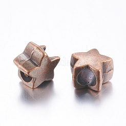 チベット風ヨーロピアンビーズ  カドミウムフリー＆ニッケルフリー＆鉛フリー  スター  赤銅鉱  12x12x7mm  穴：4.5mm&nbsp;MPDL-Q194-R-FF