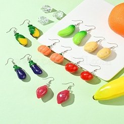 7 пара латунных сережек-подвесок 7 стилей EJEW-FS00035