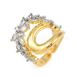 Женское кольцо-манжета с микропаве из латуни и кубическим цирконием RJEW-L132-05G