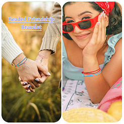 Набор браслетов из плетеного шнура из вощеного полиэстера BJEW-TAC0013