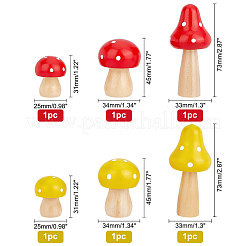 2 ensemble de 2 décorations de maison en bois en forme de champignon de couleurs&nbsp;DJEW-GA0001-19