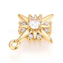 Латунные микропаве прозрачные подвески с фианитом&nbsp;KK-T075-24G