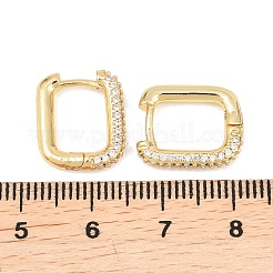 Прямоугольные латунные серьги-гвоздики с прозрачными кубическими циркониями&nbsp;EJEW-A156-12A-G