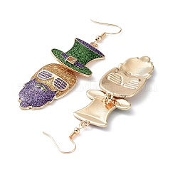 Orecchini pendenti in lega di zinco con glitter a tema carnevalesco&nbsp;EJEW-D087-03KCG