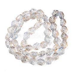 電気メッキガラスビーズセット  ナゲット  桃パフ  13.5~14x13.5x10mm  穴：0.9mm  約49~50個/連  26.97~27.56インチ（68.5~70cm）&nbsp;EGLA-N012-09E