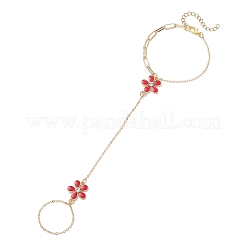 Браслеты из сплава с эмалированными цветочными звеньями&nbsp;BJEW-JB13261