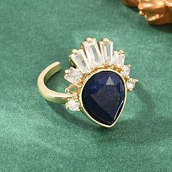 Bagues en laiton avec lapis-lazuli naturel&nbsp;GG-CBACC2B-07G-05