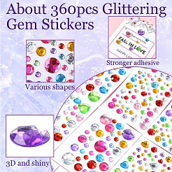 8 лист 4 стилей акриловых самоклеящихся наклеек со стразами AJEW-YW0001-32