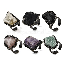 Открытые кольца-манжеты с натуральными драгоценными камнями неправильной формы G-A278-03AB