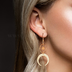 1 пара серег-подвесок в форме солнца и луны из латуни&nbsp;EJEW-AN0001-33