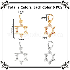 12 Stück 2 Farben Messing Micro Pave klar Zirkonia Charms&nbsp;KK-UN0004-16