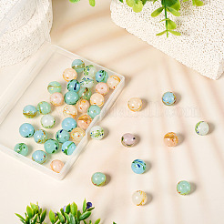 35 шт. 7-х цветные круглые бусины ручной работы в технике лэмпворк LAMP-TA0001-58