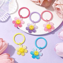 Акриловый брелок с подсолнухом и улыбающимся лицом&nbsp;KEYC-JKC00660