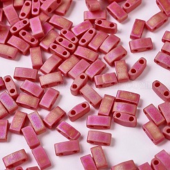 MIYUKIハーフティラビーズ  日本製シードビーズ  2の穴  （htl408fr）マットな不透明な赤のab  5x2.3x1.9mm  穴：0.8mm  約12500個/500g&nbsp;SEED-MY05-HTL408FR