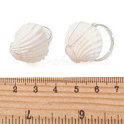 Spiralförmige Fingerringe aus Muschel und Messing für Damen&nbsp;RJEW-TA00239