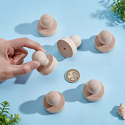 木版スタンプのハンドル  ゴム印用品用の木製ノブ  湯通しアーモンド  40x37mm  穴：5mm&nbsp;FIND-WH0199-450C