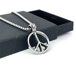 Винтажные ожерелья из нержавеющей стали с подвеской в виде знака мира для женщин и мужчин RS0700