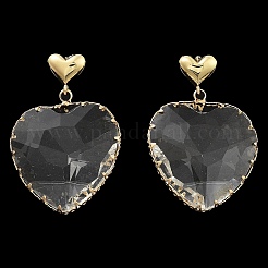 Серьги-гвоздики со стеклянным сердцем EJEW-Q800-17A-KCG