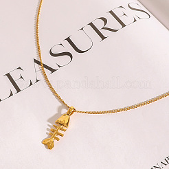 Ожерелья с подвесками из нержавеющей стали 304 в форме рыбьей кости&nbsp;FS-WG0BDD0-01