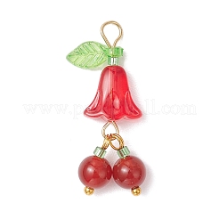 Круглые и стеклянные подвески в виде цветов и фруктов из натурального окрашенного желтого нефрита PALLOY-MZ00847