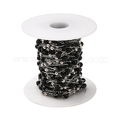 Круглые цепочки из натурального окрашенного и нагретого черного агата CHS-B004-08P