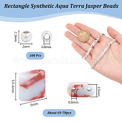 1 нить прямоугольные синтетические бусины цвета аква-терра из яшмы G-NB0005-58