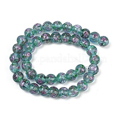 Нити бусин лампворк из песочного золота ручной работы LAMP-B028-03G-10mm