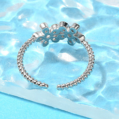 Открытые манжеты из латуни с микропаве и прозрачным цирконием для женщин RJEW-R005-06G