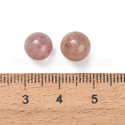 天然ストロベリークォーツ球形ビーズ  穴なし/ドリルなし  スムーズなラウンド  8~9mm&nbsp;G-H359-02A-8mm