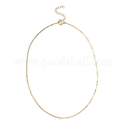 Женские ожерелья из латунной звеньевой цепи и троса из нержавеющей стали 304&nbsp;NJEW-JN05547-01