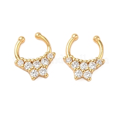 Латунные кольца для носа с круглыми/подковообразными штангами из прозрачного кубического циркония EJEW-D337-18B-G