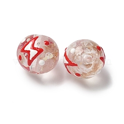 Светящиеся стеклянные бусины ручной работы с эмалью золотого песка LAMP-U004-08A