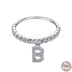 Женское кольцо на палец из стерлингового серебра 925 пробы с родиевым покрытием и прозрачным микропаве с цирконием RJEW-F150-16B-02P