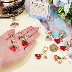 8 pendentif décoratif en alliage émaillé en résine de cerisier et fleur&nbsp;HJEW-DC00032