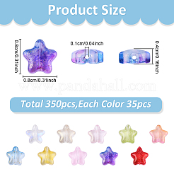 350шт 10 цвета прозрачные окрашенные распылением матовые стеклянные бусины&nbsp;GLAA-YW0005-27