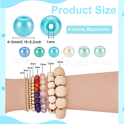 480шт 6 цвета выпечка окрашенные жемчужные стеклянные жемчужные круглые бусины HY-PH0001-24A