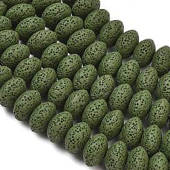 天然溶岩岩ビーズ連売り  染め  ロンデル  ダークオリーブグリーン  15~16x9.5~9.7mm  穴：2.5mm  約42個/連  15.15インチ〜15.55インチ（38.5~39.5cm）&nbsp;G-I220-17B-07