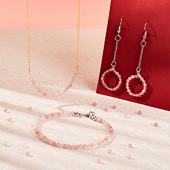 1 нить бусин из натурального клубничного кварца G-OC0004-43