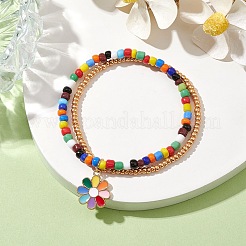 Двухслойные многонитевые браслеты со стеклянными семенами BJEW-MZ00055-02