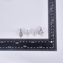 DIY ケージ チャーム ネックレス イヤリング メイキング ファインディング キット  ハート＆クラウン＆フラワーブラス＆アロイペンダントを含む  304ステンレススチールピアスフック  プラスチックパールビーズ  真鍮製チェーンネックレス  ミックスカラー  28x13x12mm  穴：2.5mm&nbsp;DIY-SZ0009-18