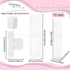 5 шт. прозрачных пластиковых упаковочных коробок для цветов с бумажными лотками и ручками-лентами&nbsp;CON-WH0107-69B