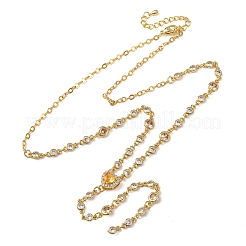 Herzanhänger aus Messing mit Zirkonia-Pavé und Y-Quaste für Damen&nbsp;NJEW-A071-01G-03