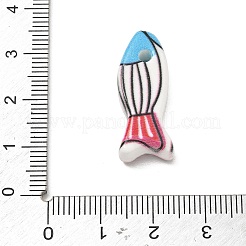 手作りの磁器のペンダント  縞模様のチャームが付いた魚  空色  10x26x6mm  穴：2.5mm&nbsp;PR-CBA6BE2-01B