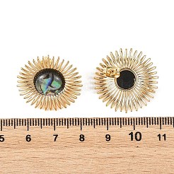 女性用パウア貝と真鍮のスタッドピアス  花  ゴールドカラー  24.5mm  3のペア/セット&nbsp;EJEW-JE07473