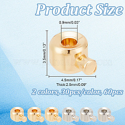 60 шт. 2 цвета латунные обжимные бусины KK-AR0003-88