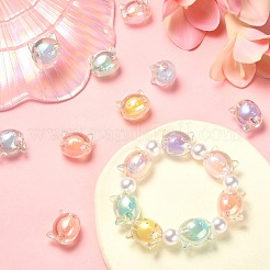 60шт 6 цвета УФ-покрытием радужные радужные акриловые бусины OACR-CJ0001-36