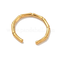 Ионное покрытие (ip) 304 нержавеющая сталь бамбук открытое кольцо-манжета для женщин RJEW-I085-10G-1