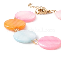 Браслет-цепочка с плоскими круглыми звеньями из натуральной ракушки&nbsp;BJEW-C015-07G